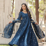 Stylish Vichitra Shimmer Anarkali Gown