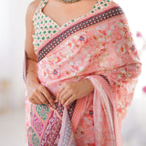 Designer Satin Gold Saree