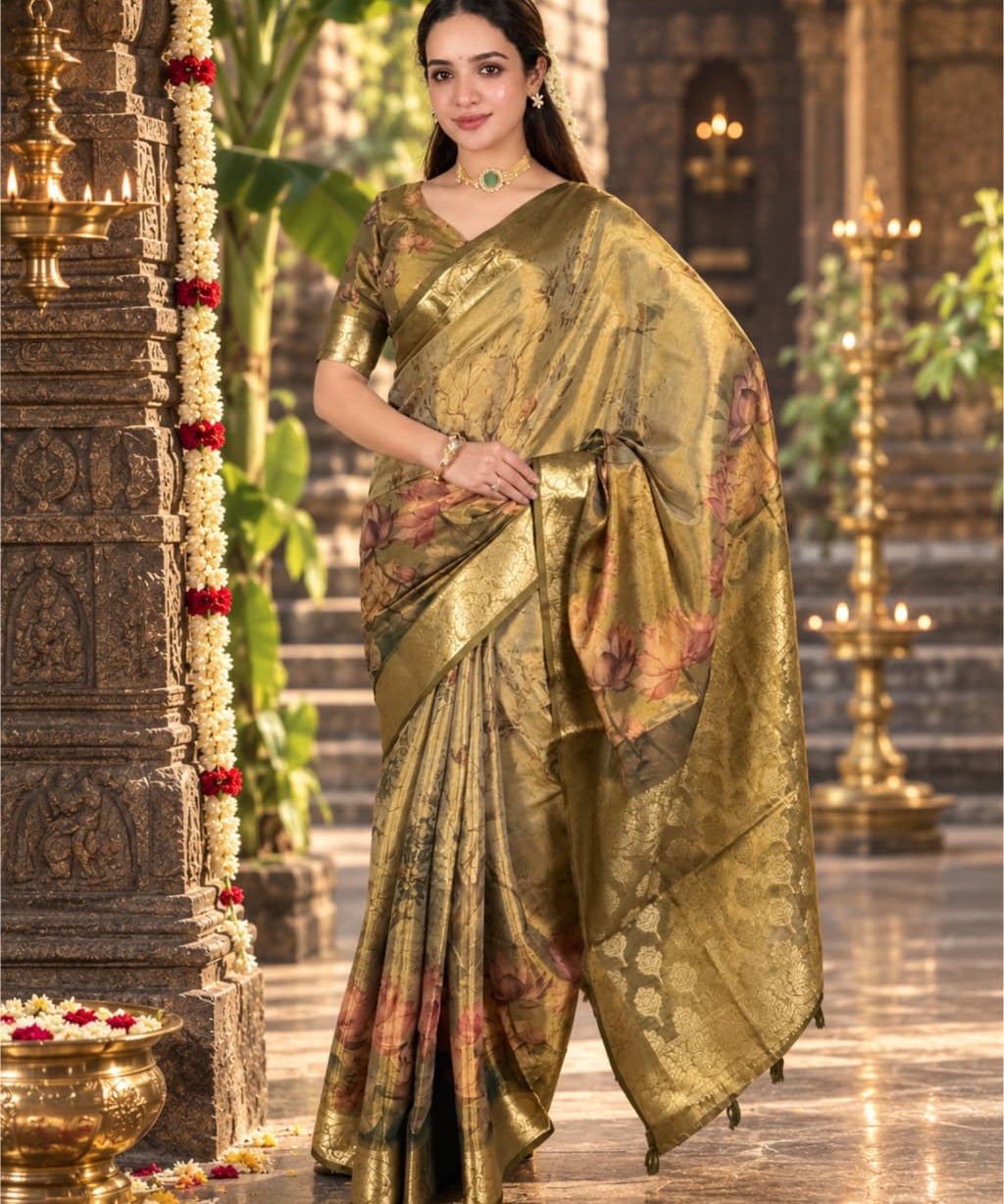 Lotus Silk Jacquard Weaving  Saree
