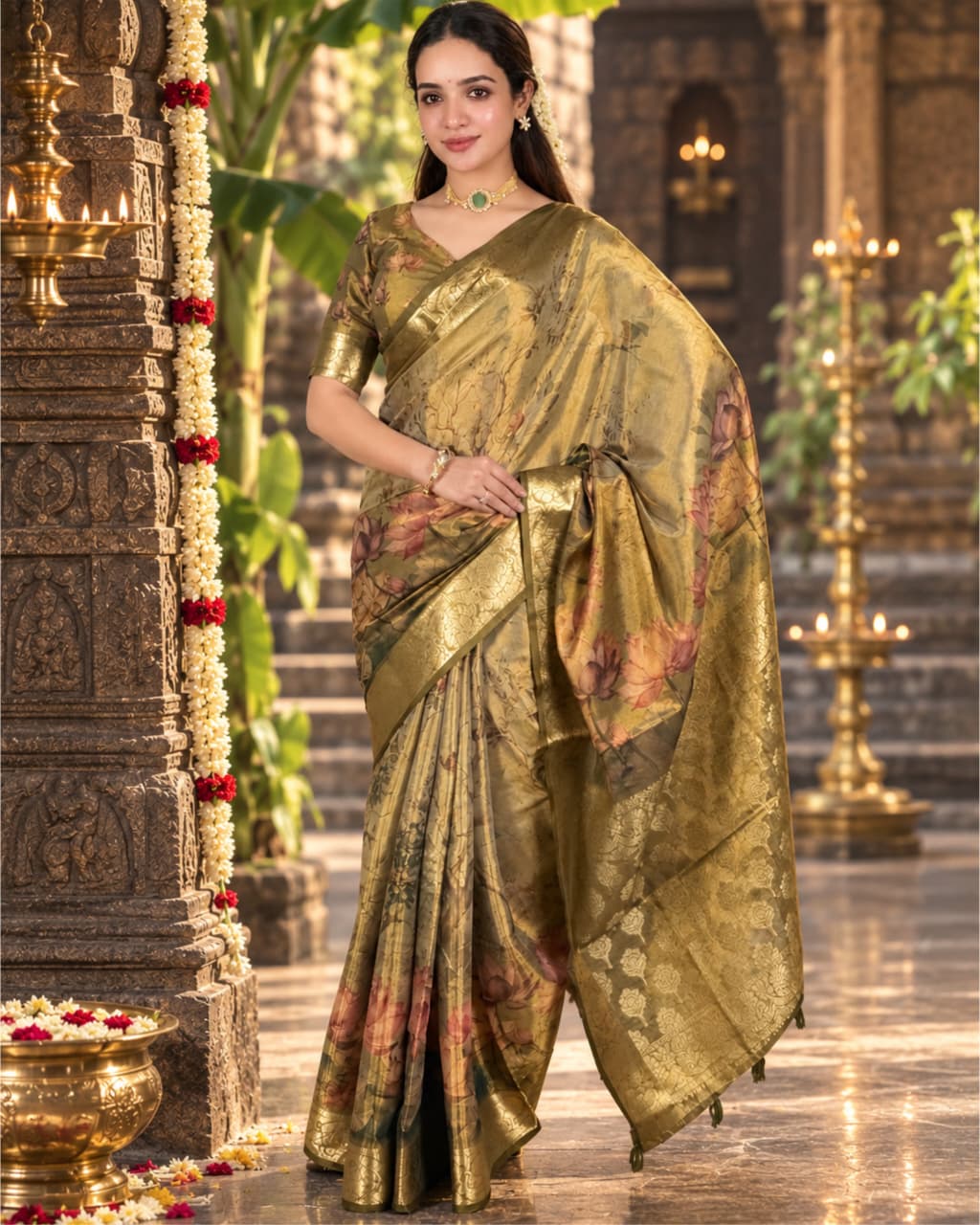 Lotus Silk Jacquard Weaving  Saree