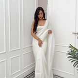 Most Beautifull White Georgette Saree