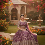Rosy Brown Jacquard Lehenga