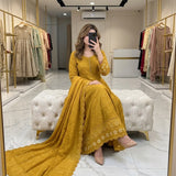 Mustard Yellow Emroidered Gown