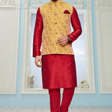 Men's Wedding Silk Kurta Koti