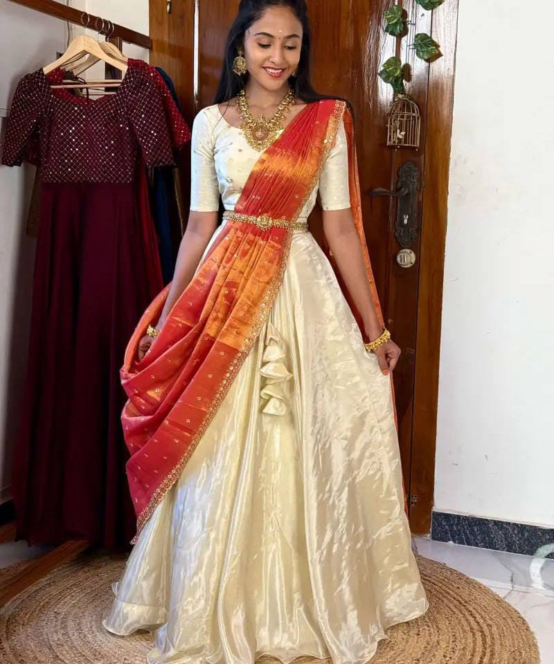 Traditional Chinon Silk Lehenga