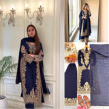 Blue Pakistani Embroidered Suit
