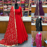 PRESENTING NEW RED GEORGETTE GOWN DUPPTA