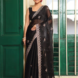 Black Organza Designer Saree