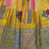 Yellow Multy Colored Chinon lehenga