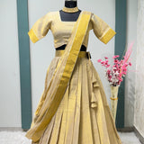 Traditional Gold Half Lehenga Saree