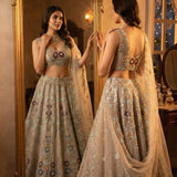Exceptional Embroidered Net Lehenga