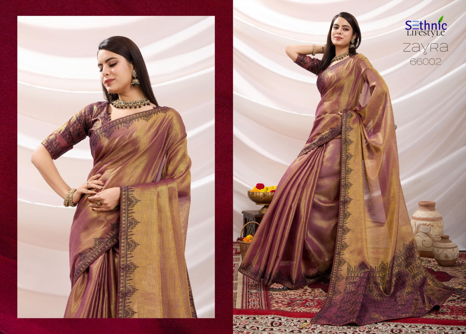 Zayra Ethnic Linen Tissue Saree