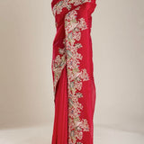 Red Designer Jimmy Saree Collection