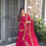 Pink Embroidered Top Plazzo Collection