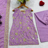 Purple Heavy Silk Top Sharara