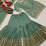 Stunning Sea Green Top Plazzo