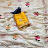 Elegant  Floral Embroidery Silk Saree