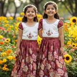Kids Floral Maroon Lehenga
