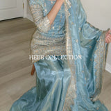 Aqua Blue Silk Embroidered Suit
