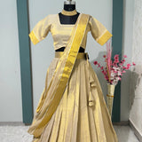 Traditional Gold Half Lehenga Saree