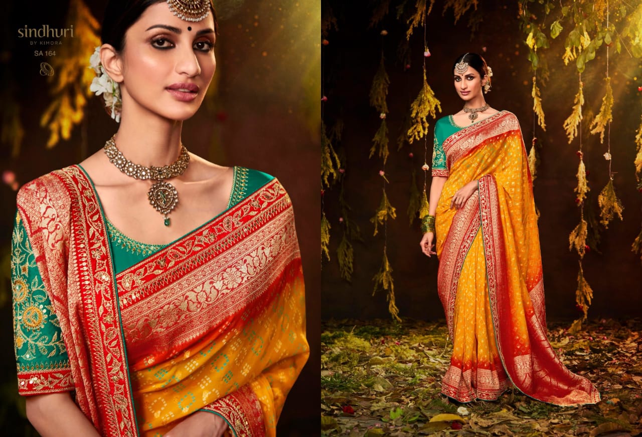 Premium Traditional Bandhej Wedding Party Wear Saree