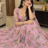 Embellished Mirror Work Silk Saree
