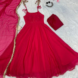 Red Fancy Georgette Anarkali Suit