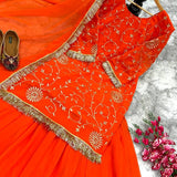 Orange Party Wear Top Lehenga