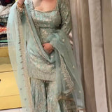 Exclusive Aqua Green Top Sharara