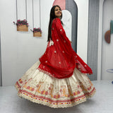 White Festive Banarasi Lehenga Choli