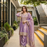 Purple Shiny Embroidered Suit