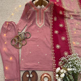 Festive Peach Fendy Silk Suit