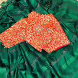 Groovy Green Satin Silk sarees