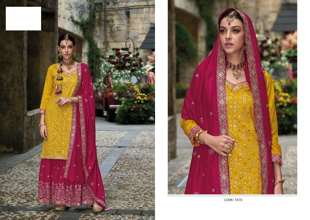 Partywear Embroidered Suit Sharara