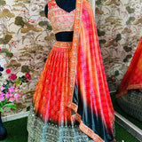 Digital Printed Chinon Silk Lehenga