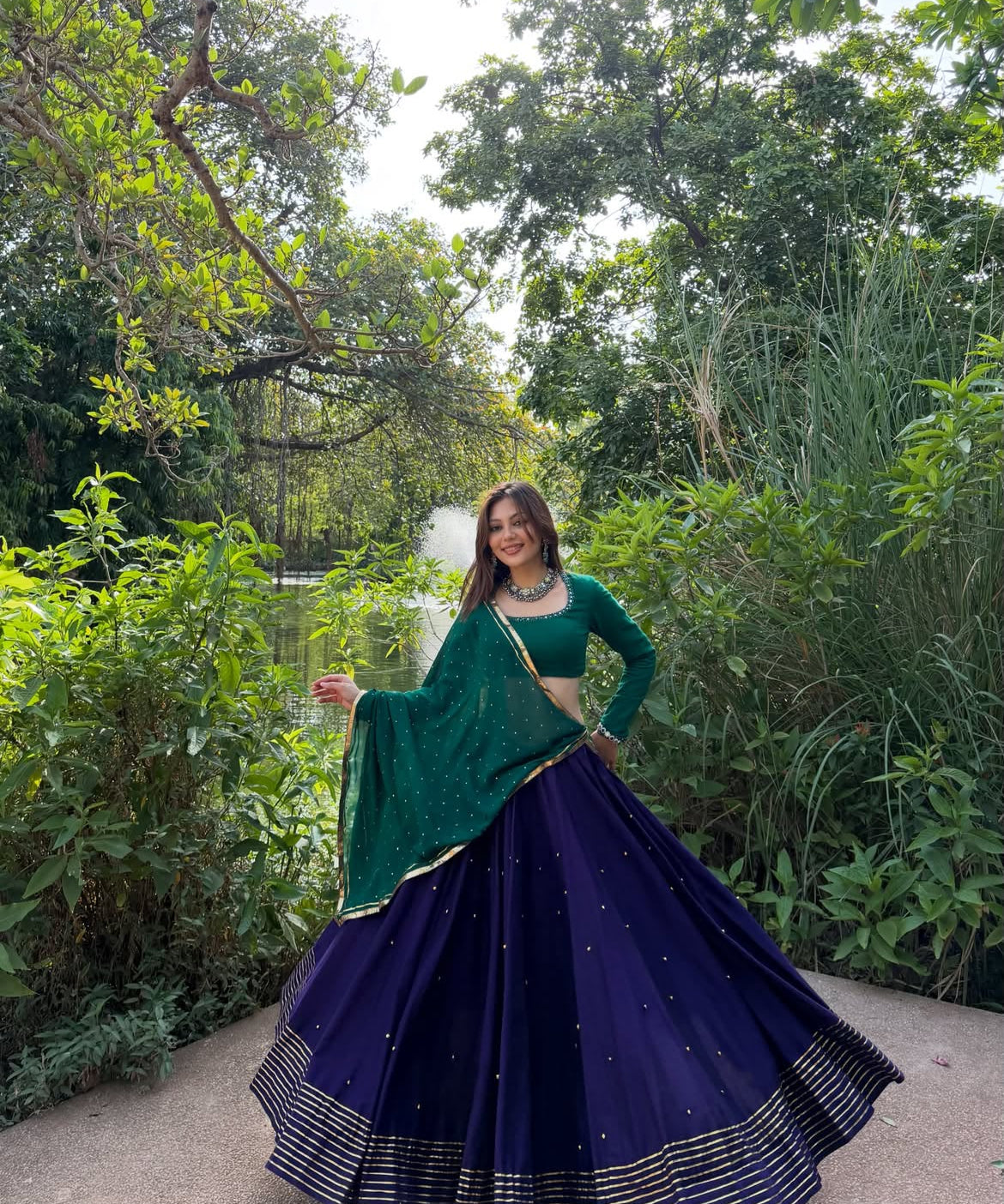 Blue Classic Roman Silk Lehegha