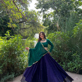 Blue Classic Roman Silk Lehegha