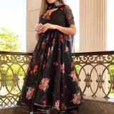 launching flower maxy gown with Dupatta