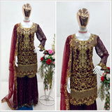 Beautifull Maroon Top Sharara Collection