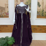 Stylish Wine Lehenga Koti Set