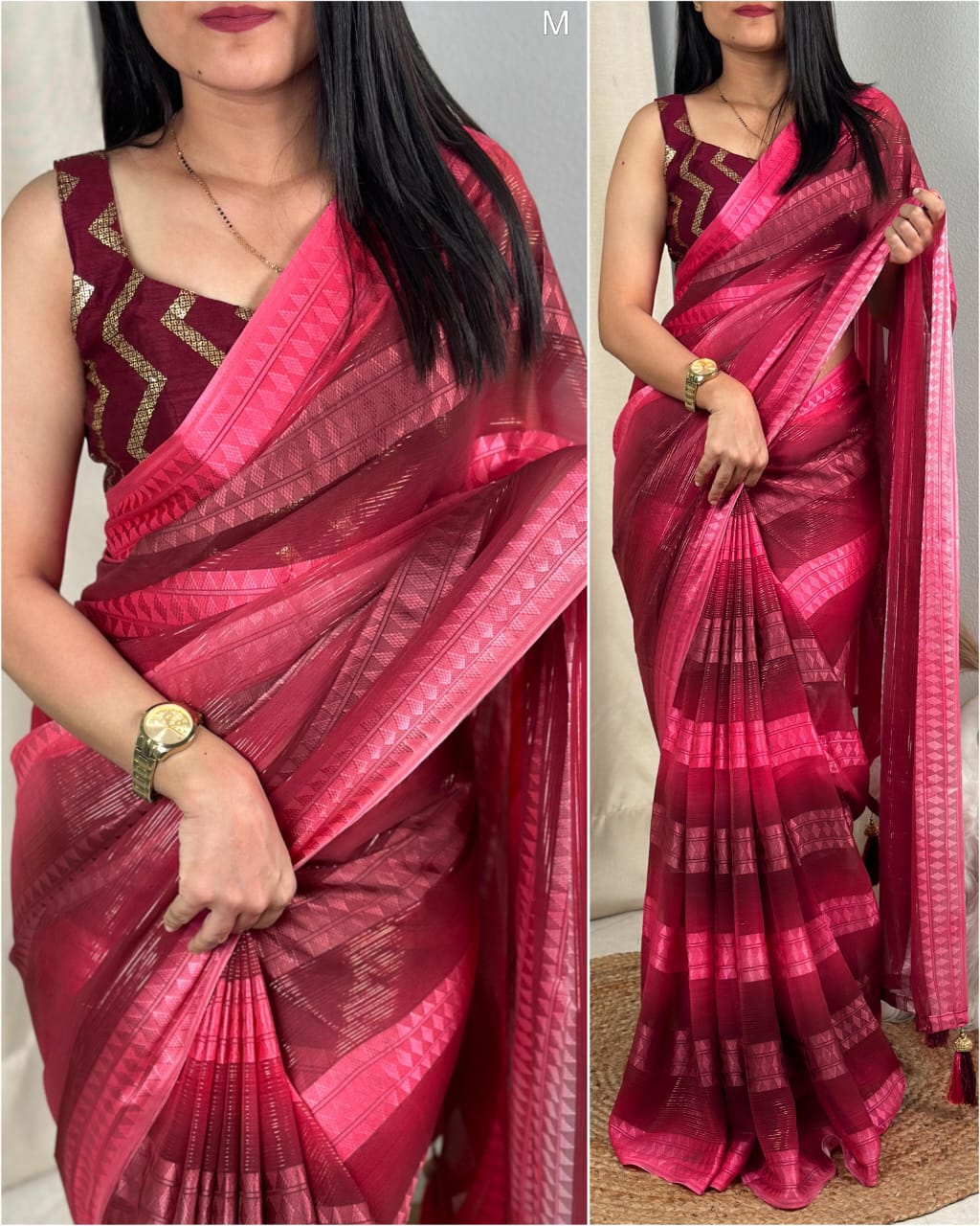 Striped Apsara Georgette Saree