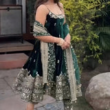 Fancy Green Silk Anarkali Suit