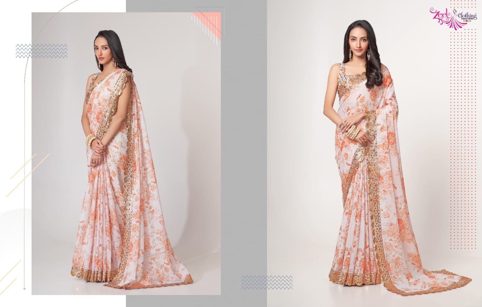 Premium Oranganza flower saree