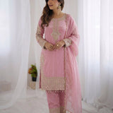 Baby Pink Ethnic Embroidered Suit