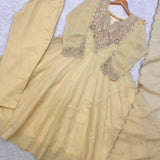 Creamy Embroidered Anrkali Gown