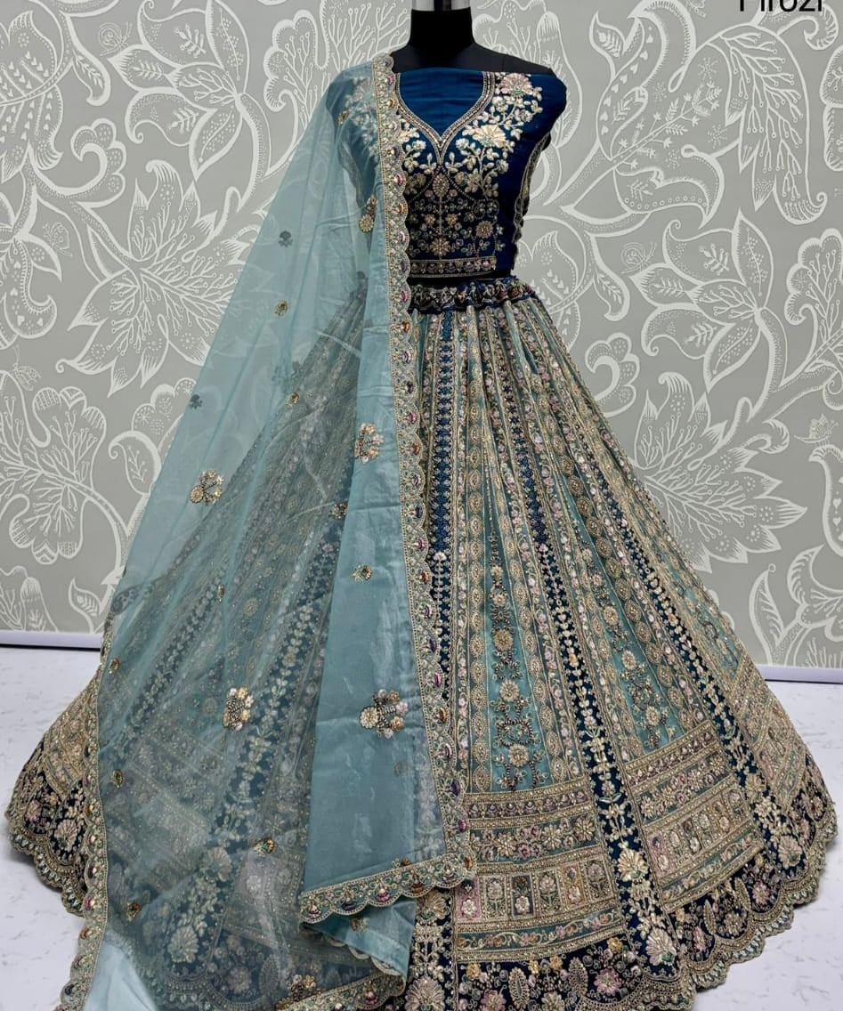 Adorn Wedding Embroidered Net Lehenga