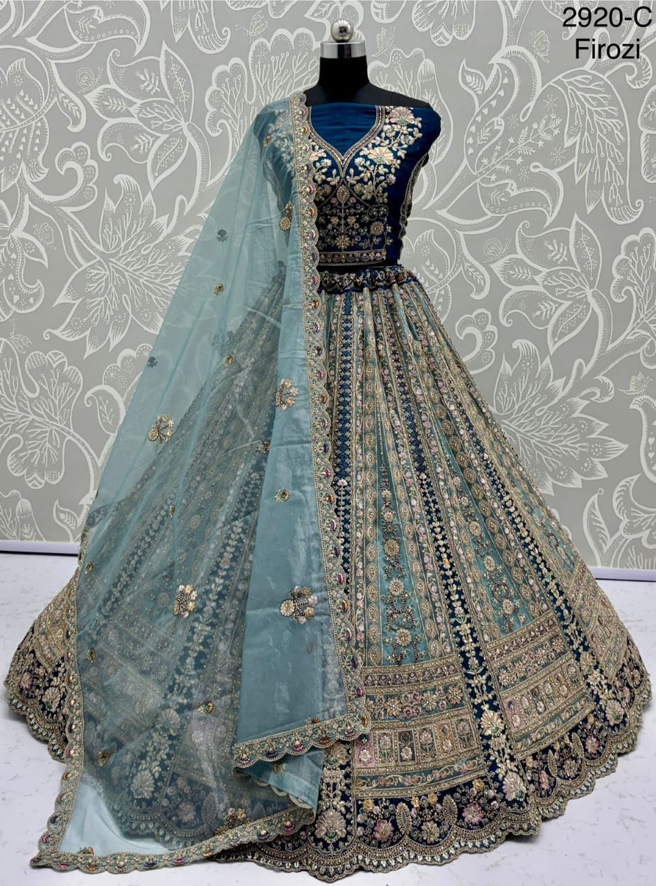 Adorn Wedding Embroidered Net Lehenga