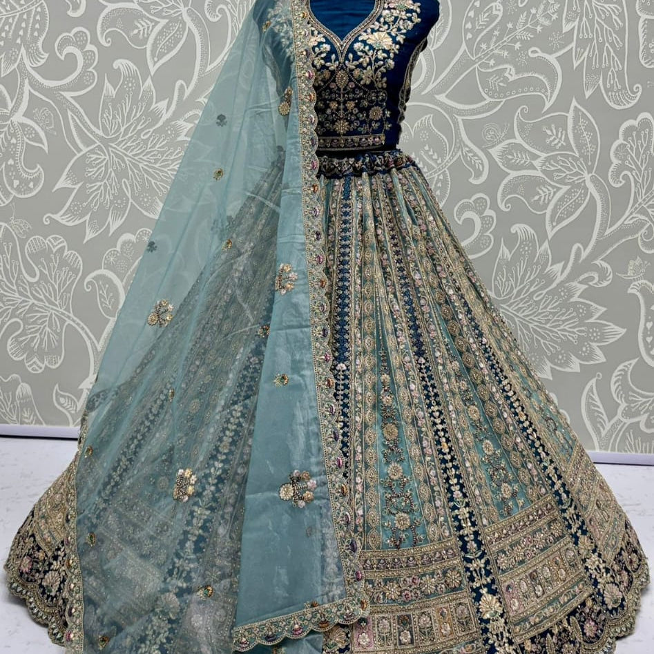 Adorn Wedding Embroidered Net Lehenga