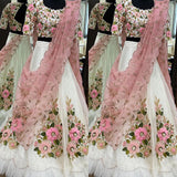 White Embroidered Attractive Party Wear Silk Lehenga choli