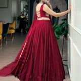 Maroon Navratri Rayon Lehenga Choli